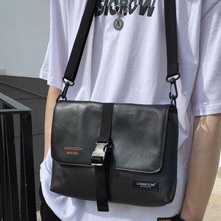 Faux Leather Snap Buckle Crossbody Bag