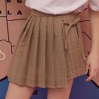 Beribboned Glen-plaid Pleated Mini Skirt