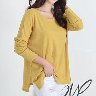 Slit-side Long-sleeve T-shirt