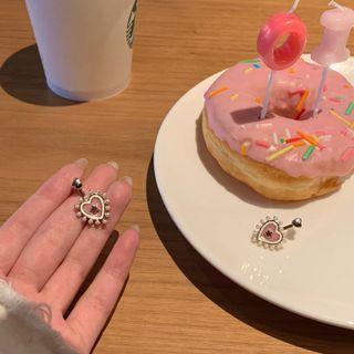 Heart Stud Earring 1 Pair - Heart Stud Earring - Pink - One Size
