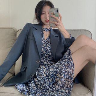 Blazer / Floral Print A-line Dress