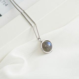 925 Sterling Silver Moonstone Pendant Necklace Necklace - As Shown In Figure - One Size
