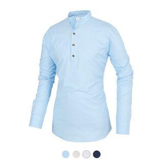 Half-placket Long-sleeve Slim-fit Shirt