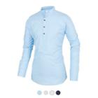 Half-placket Long-sleeve Slim-fit Shirt