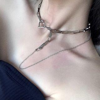 Alloy Heart Layered Choker As Shown In Figure - One Size