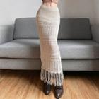Fray Hem Maxi Pencil Skirt