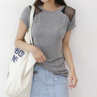 Mesh-panel Slim-fit T-shirt
