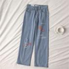Graphic Print Wide-leg Jeans