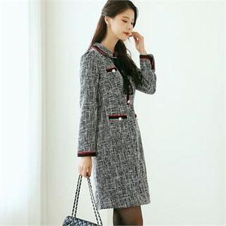 Tall Size Contrast-trim Tweed Dress