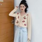 Embroidered Cardigan / Straight Fit Jeans