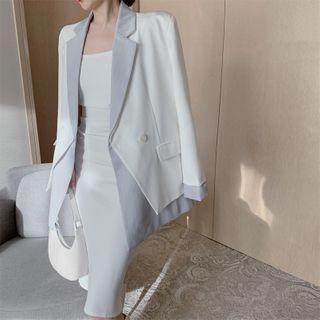 Two Tone Blazer / Sleeveless Midi Dress