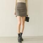 Woolen Plaid H-line Miniskirt