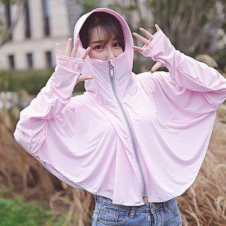 Plain Hooded Hooded Poncho