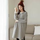 Brushed-fleece Lined Striped Pullover Dress