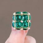 Square Faux Crystal Brooch Ly2499 - Green - One Size