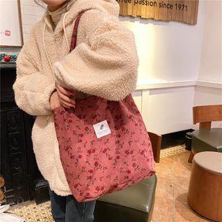 Patterned Corduroy Tote Bag