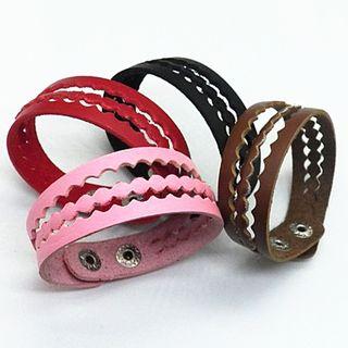 Cutout Layered Faux Leather Bracelet