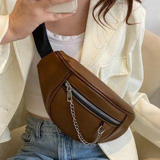 Chain Strap Faux Leather Belt Bag