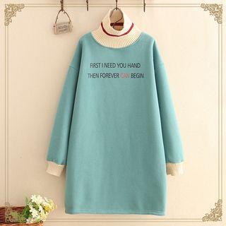 Printed Fleece-lined Long Sweater