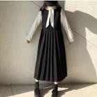Sleeveless Midi Pleated Dress Black - One Size