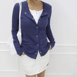 Snap-button Slim-fit Cardigan