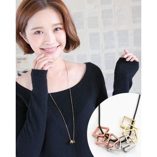 Square-pendant Long Necklace