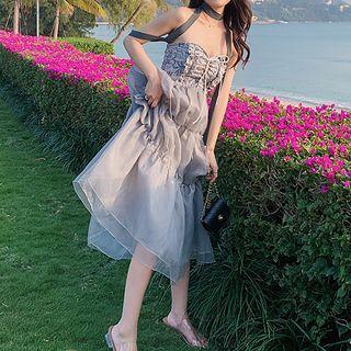 Halter Lace-up Midi Sundress