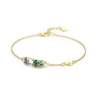 925 Sterling Silver Gold Plated Simple Elegant Light Luxury Fashion Bracelet With Multicolor Austrian Element Crystal Golden - One Size