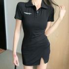 Short-sleeve Lettering Polo Dress