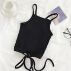 Spaghetti Strap Knit Top Black - One Size