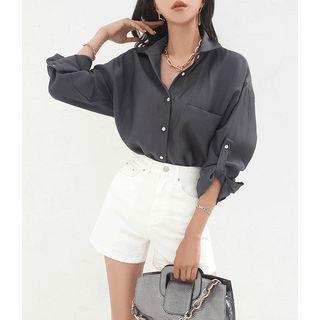 Tab-sleeve Silky Shirt