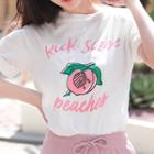 Peach-printed Cotton T-shirt