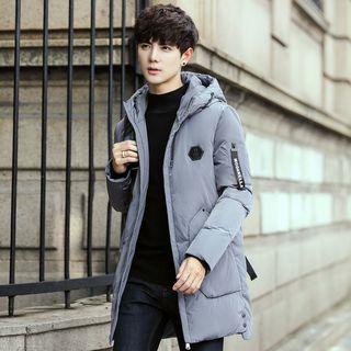 Applique Hooded Long Padded Coat