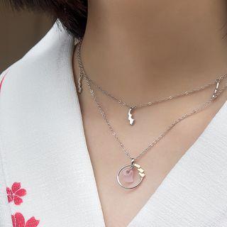 Bead & Hoop Pendant Layered Necklace As Shown In Figure - One Size