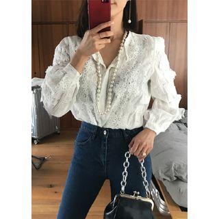 Round-neck Laced-trim Blouse