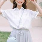 Short-sleeve Striped Shirt White - One Size