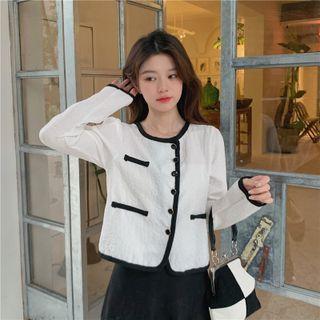 Asymmetrical Button Jacket Black & White - One Size