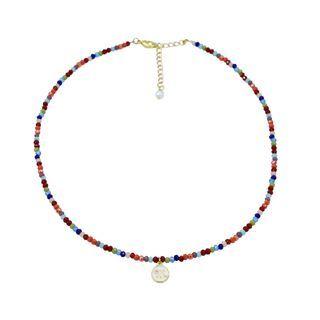Coin Pendant Bead Choker One Size