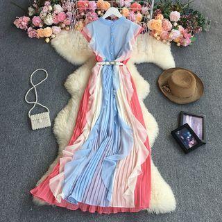 Sleeveless Chiffon Pleated Maxi Dress