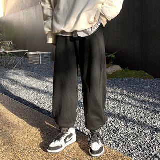 Elastic Waist Plain Loose Fit Drawstring Sweatpants