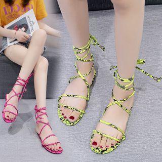 Snake Print Lace Up Sandals