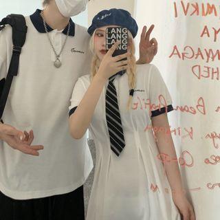 Contrast Collar Polo Shirt / Mini A-line Dress