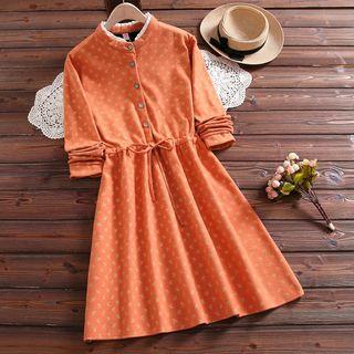 Drawstring Waist Frilled Trim Floral Midi Dress