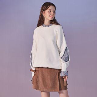 Striped Panel Sweater White - One Size
