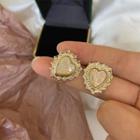 Heart Shell Alloy Earring 1 Pc - Gold - One Size