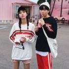 Couple Matching Long-sleeve Contrast-trim Top