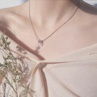 925 Sterling Silver Moonstone Accent Moon / Star Necklace