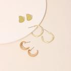 3 Pair Set: Alloy Earring (assorted Designs) Set Of 3 Pairs - Gold - One Size