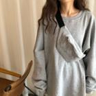 Set: Plain Loose-fit Pullover + Shoulder Bag