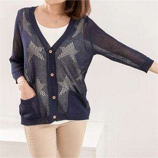 Perforated Star Pattern Cardigan